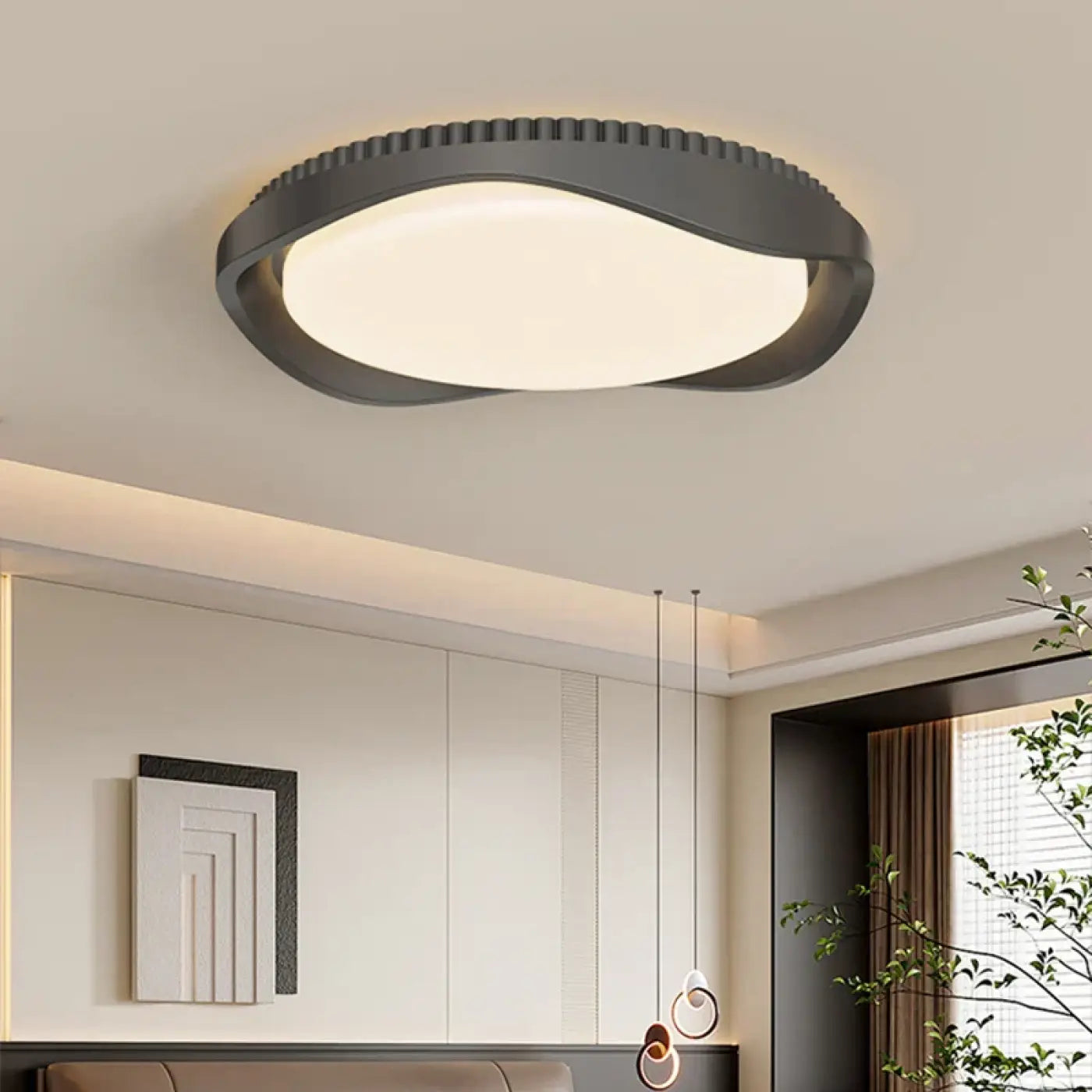Plafonnier rond effet bois industriel IP65 | BIHON