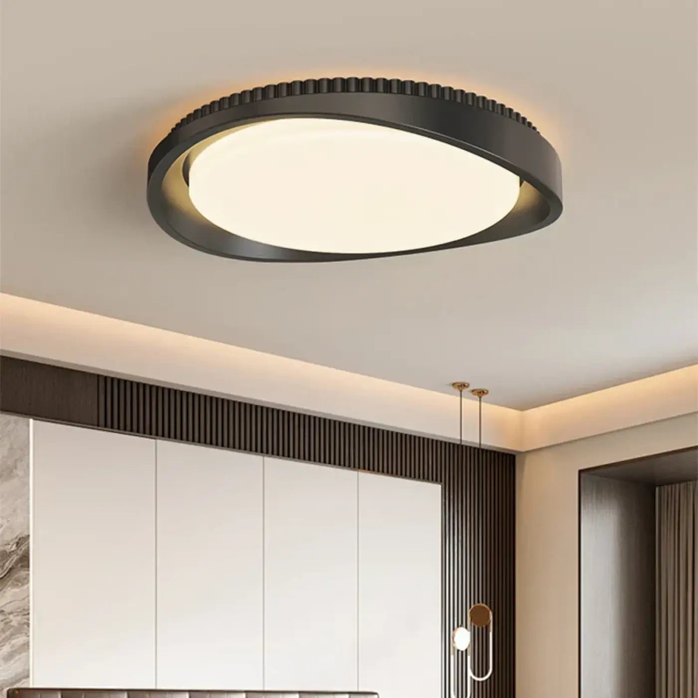 Plafonnier rond effet bois industriel IP65 | BIHON