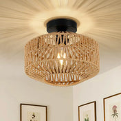 Plafonnier rotin tressé beige naturel | BURESEN