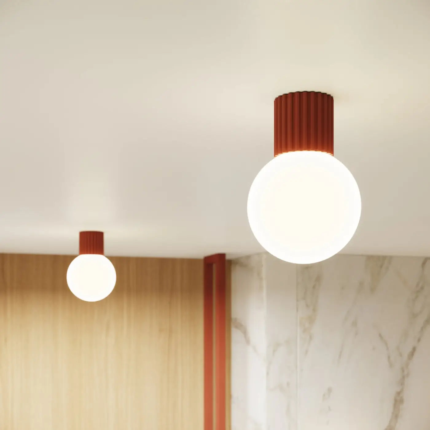 Plafonnier LED rouge ochra design IP44 | KEHE