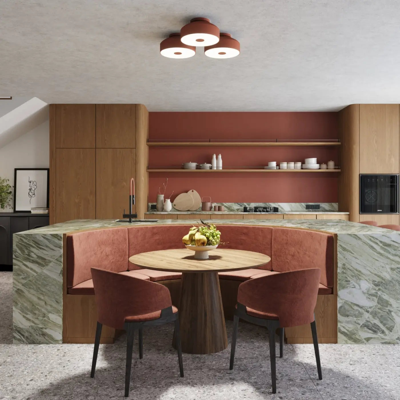 Plafonnier LED rouge ocre moderne | MAGULU