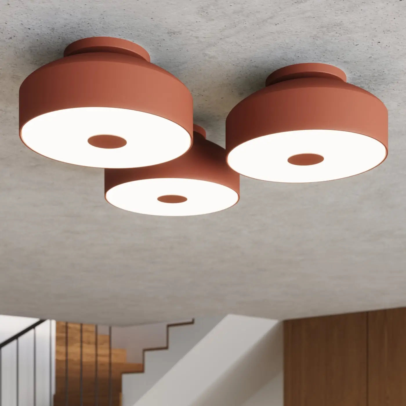 Plafonnier LED rouge ocre moderne | MAGULU