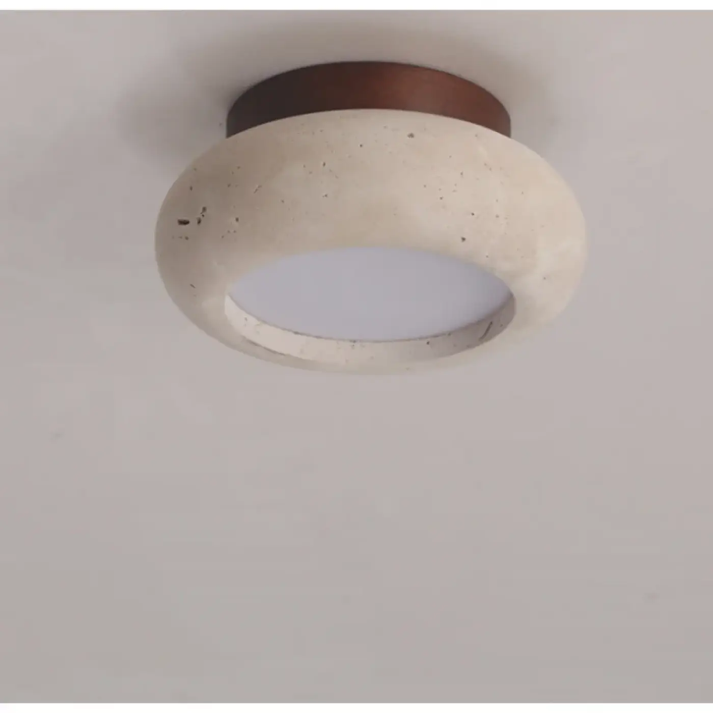 Plafonnier LED pierre et bois moderne | MIHO