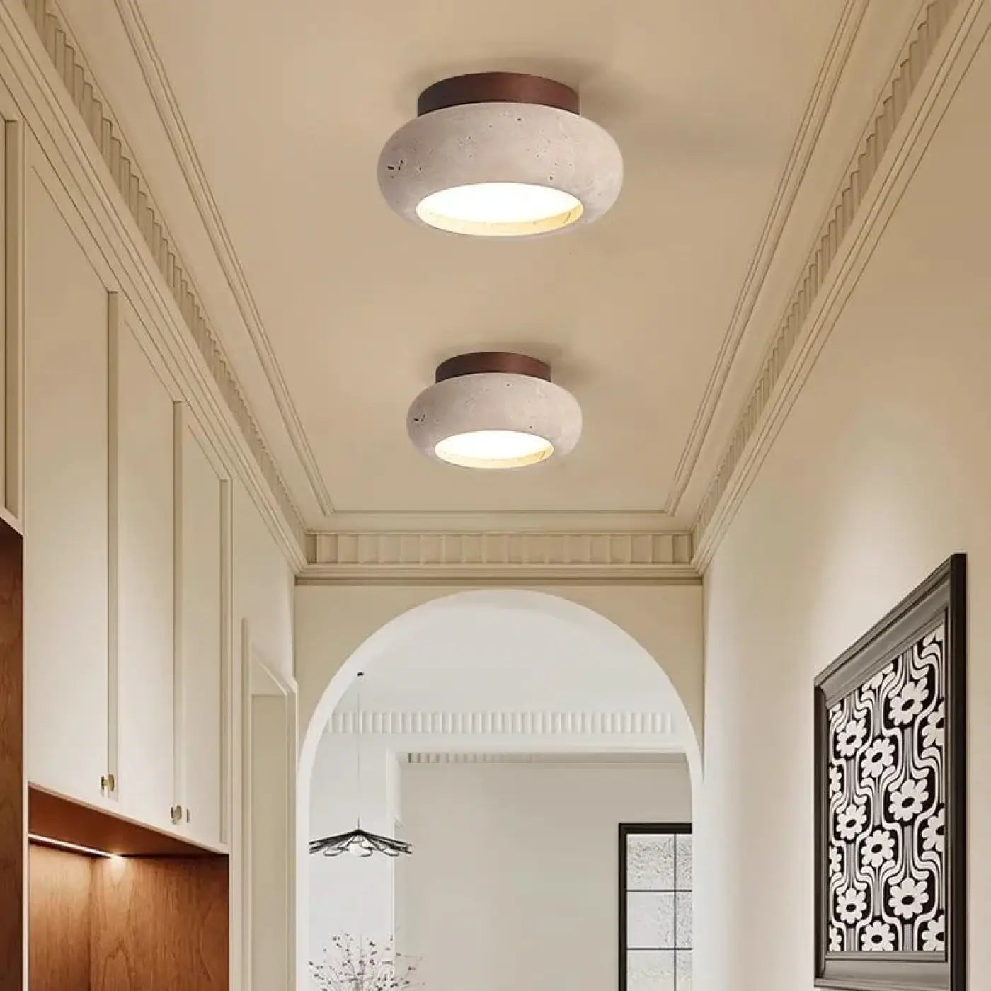 Plafonnier LED pierre et bois moderne | MIHO
