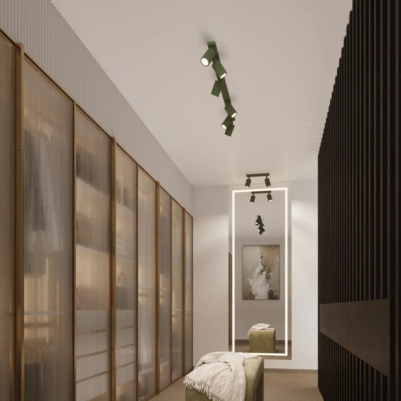Plafonnier LED vert olive design scandinave | BEDEZI