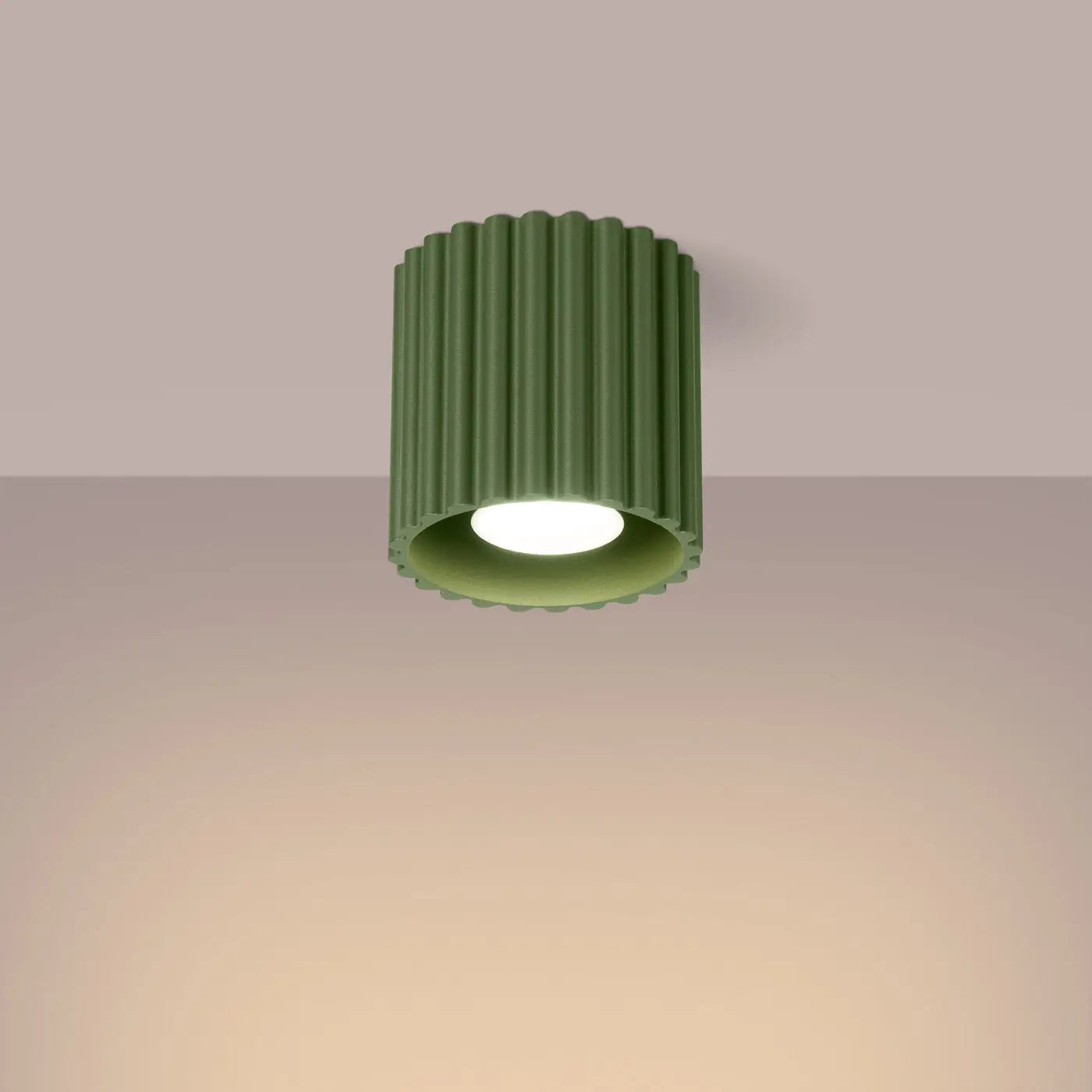 Plafonnier LED vert olive aluminium minimaliste | DUTIBO