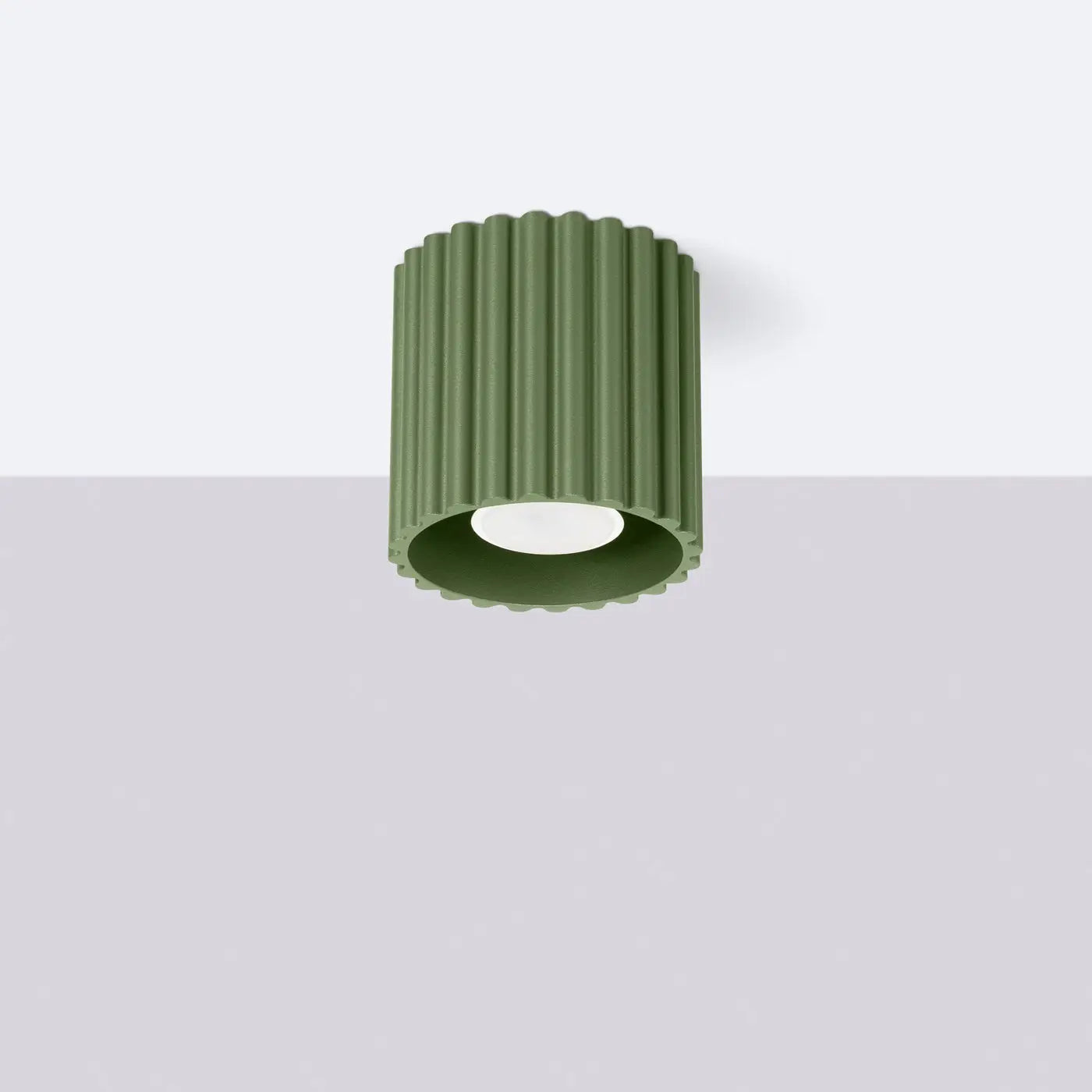 Plafonnier LED vert olive aluminium minimaliste | DUTIBO