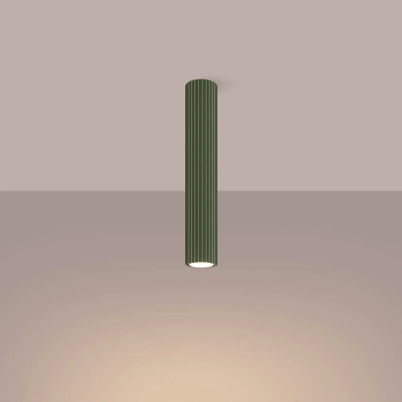 Plafonnier LED vert olive aluminium moderne | KEZALE