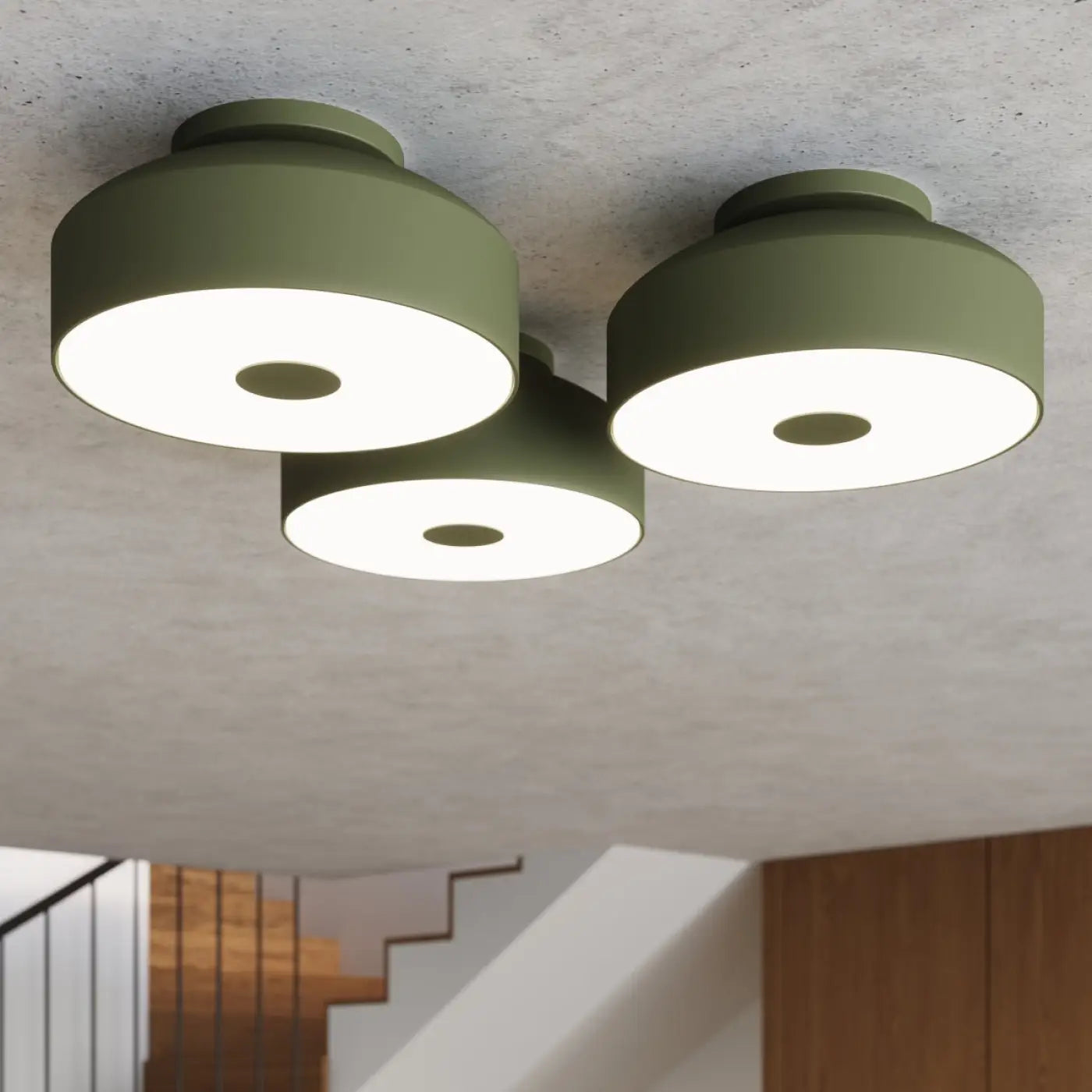 Plafonnier LED vert olive moderne | VUHAR