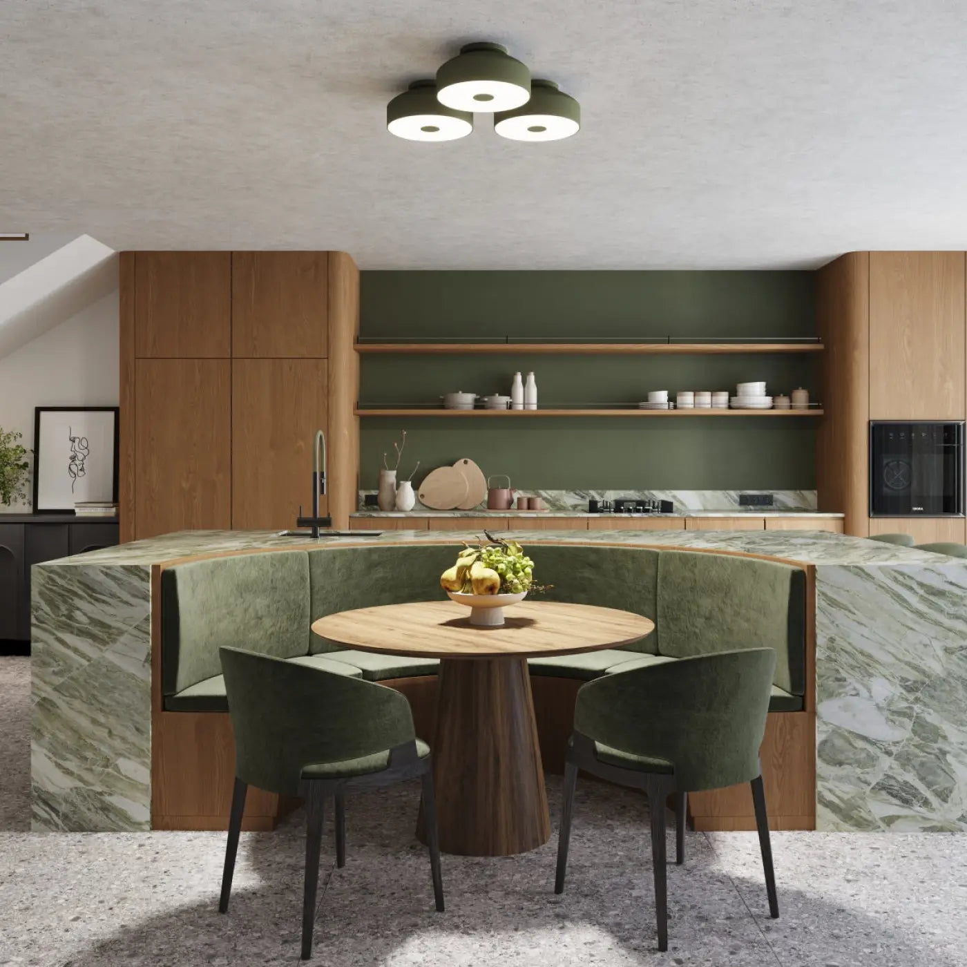 Plafonnier LED vert olive moderne | VUHAR