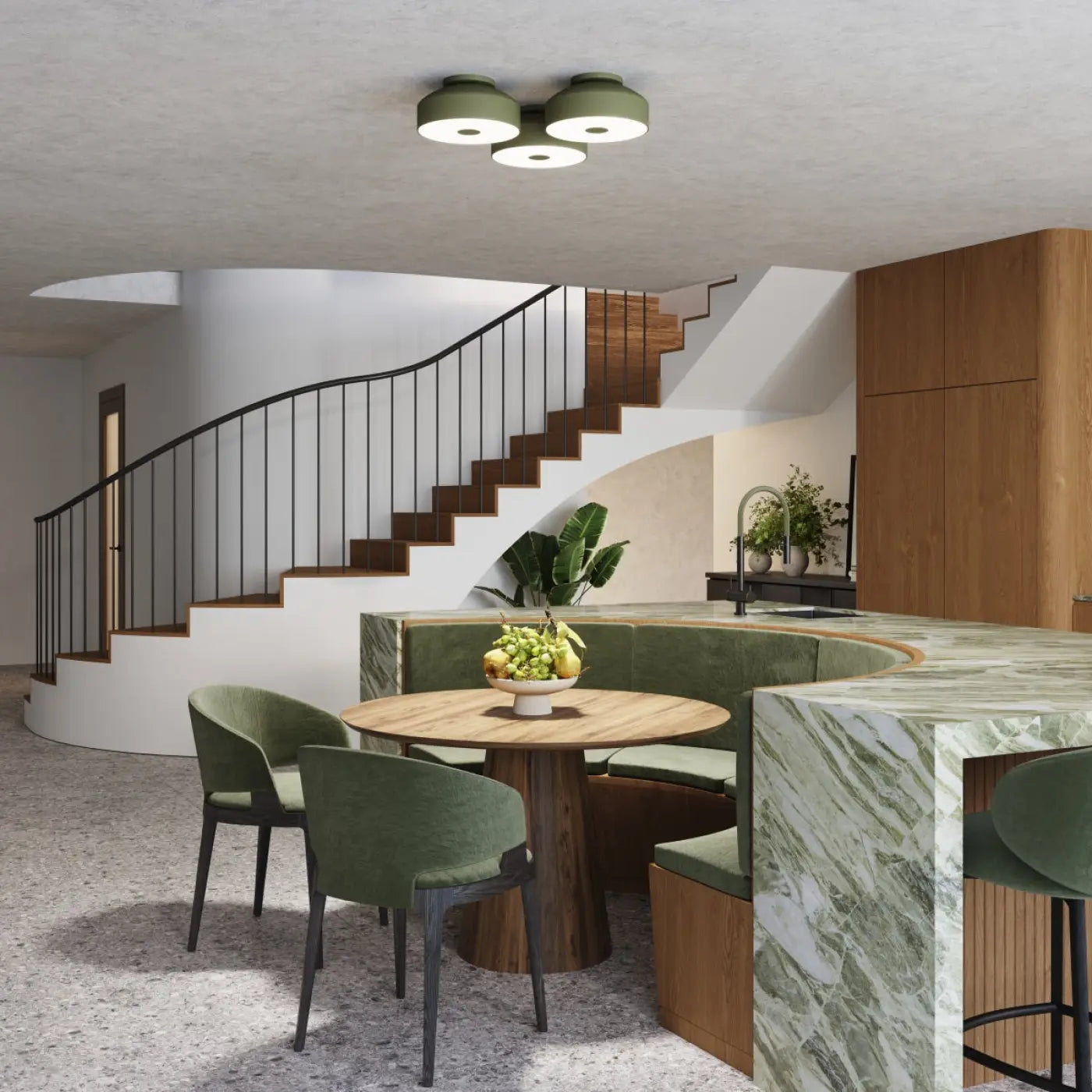Plafonnier LED vert olive moderne | VUHAR