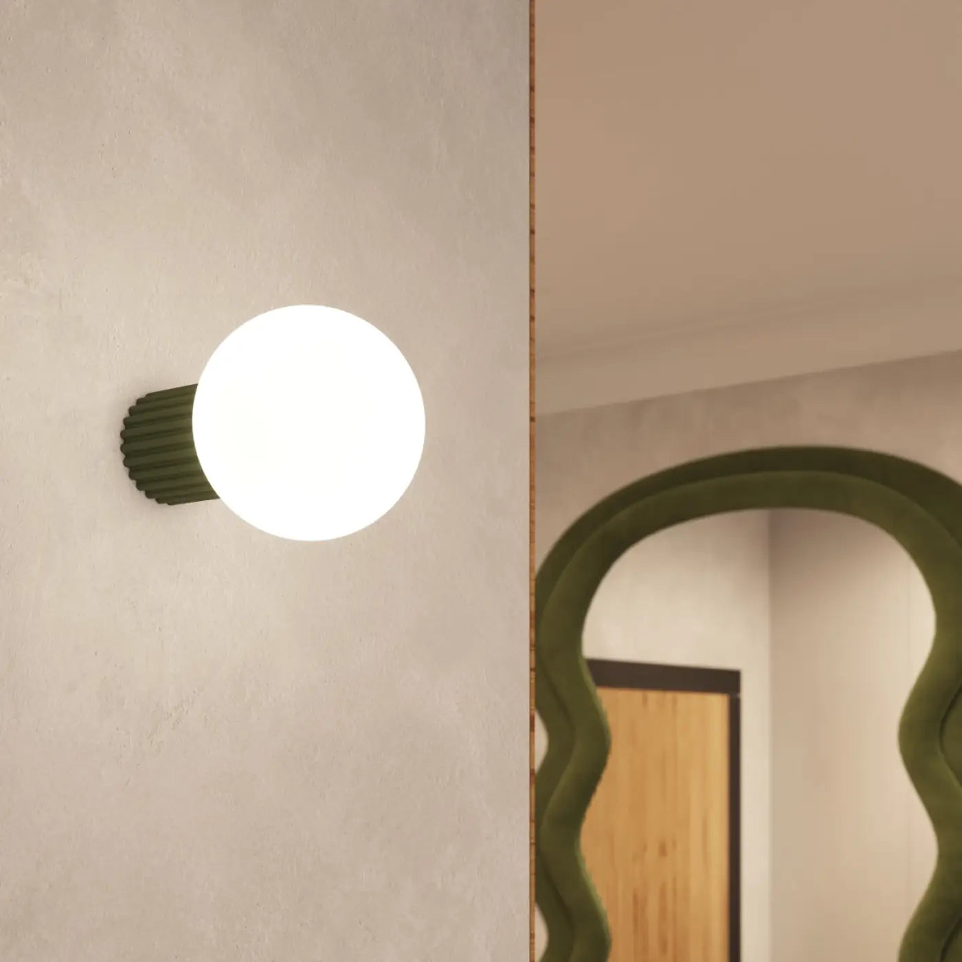 Plafonnier LED vert olive design IP44 | DIHA