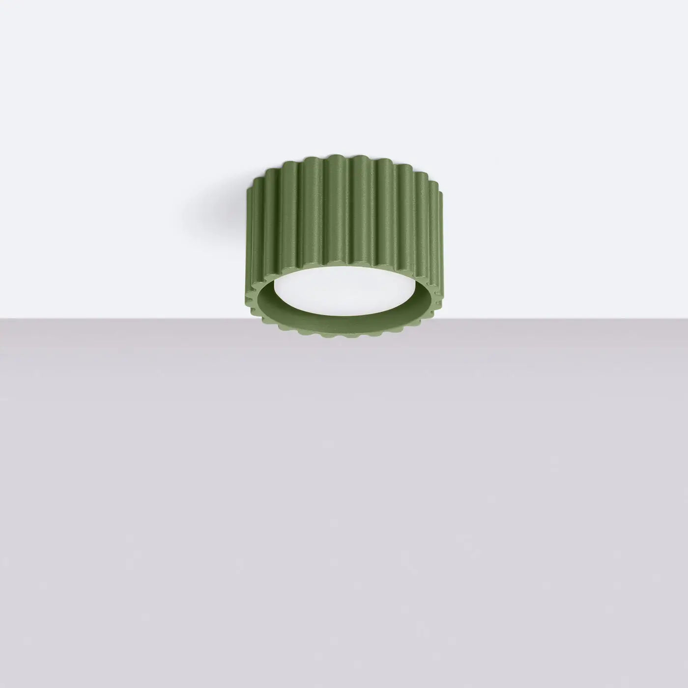 Plafonnier LED vert olive aluminium minimaliste | DUTIBO