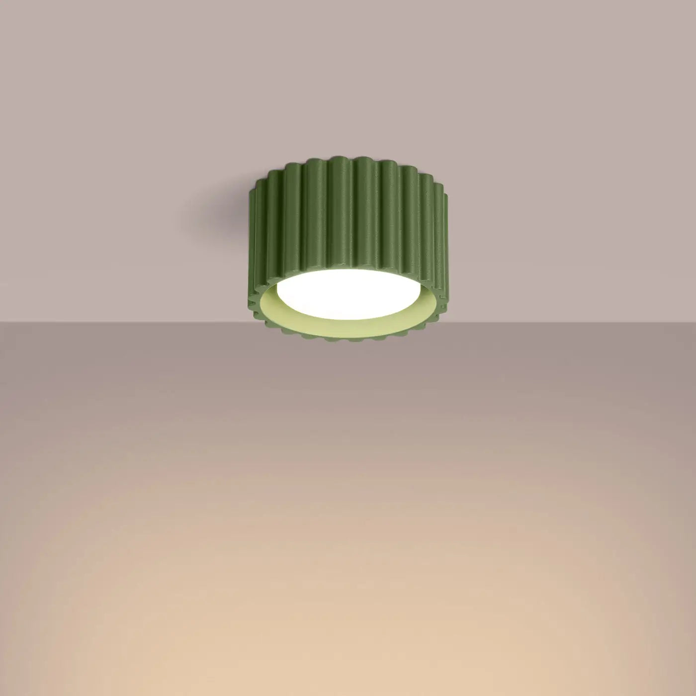 Plafonnier LED vert olive aluminium minimaliste | DUTIBO