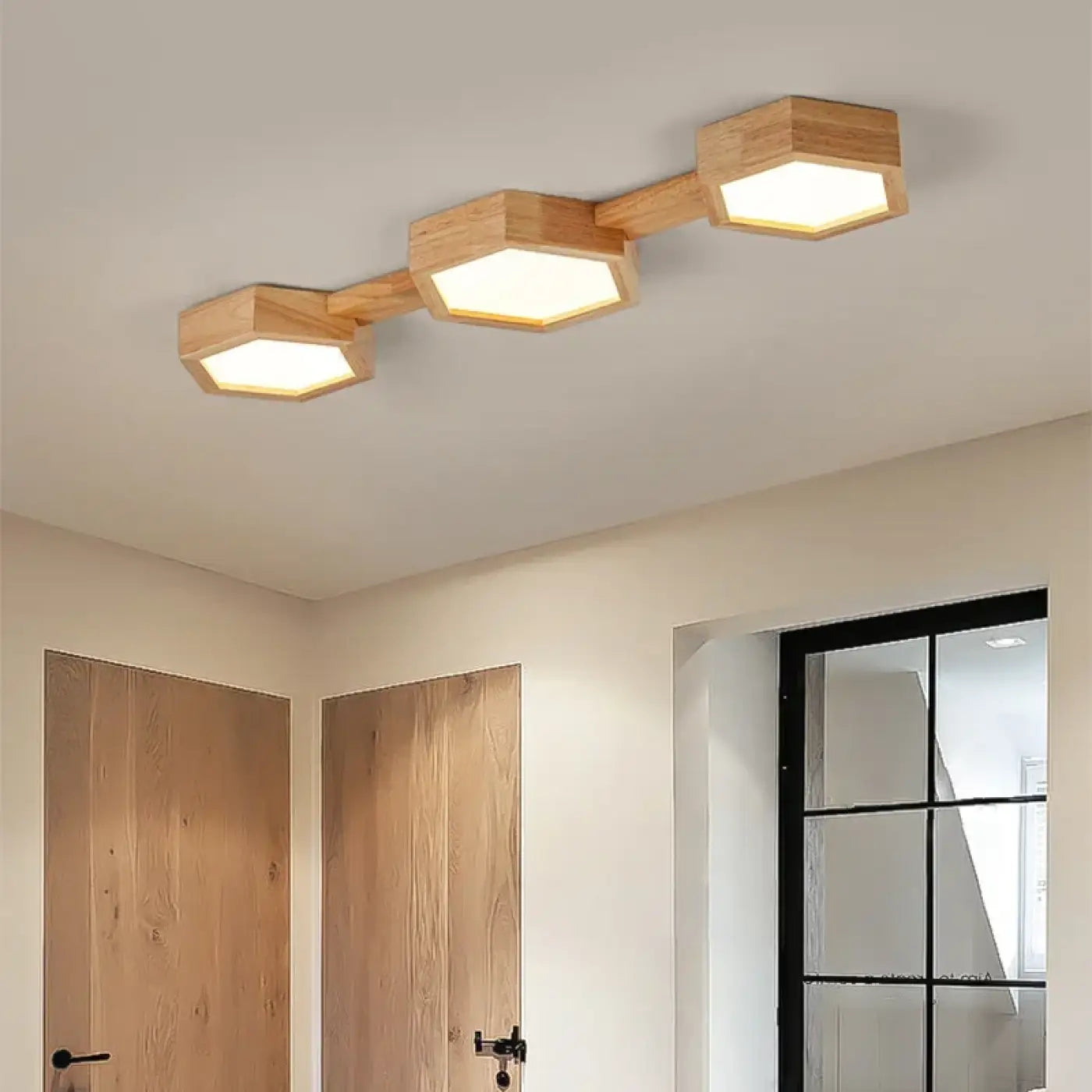 Plafonnier bois beige LED minimaliste | RIBA