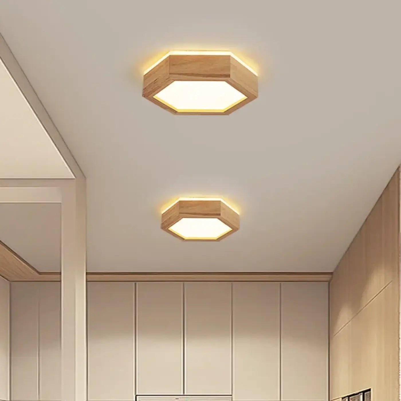 Plafonnier bois beige LED minimaliste | RIBA