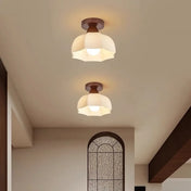 Plafonnier bois et verre marron design LED | BEHU