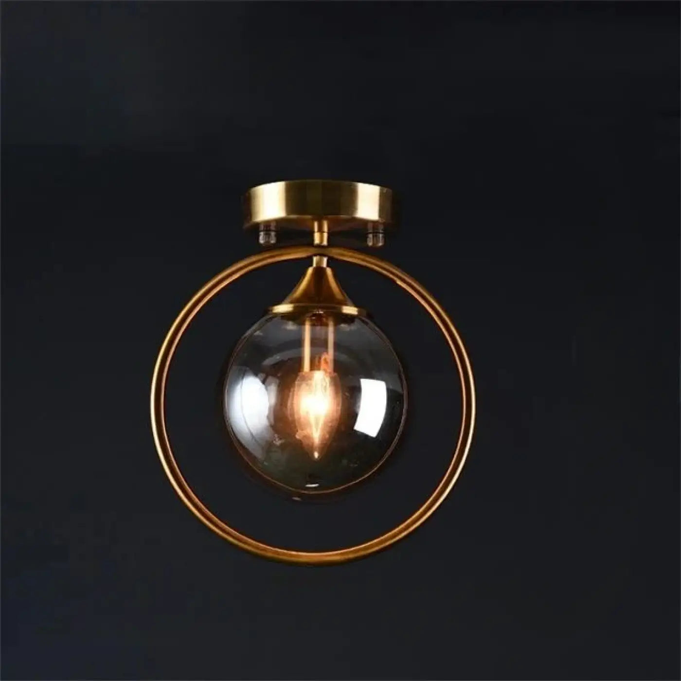 Plafonnier anneau doré boule verre chic | GIZOR
