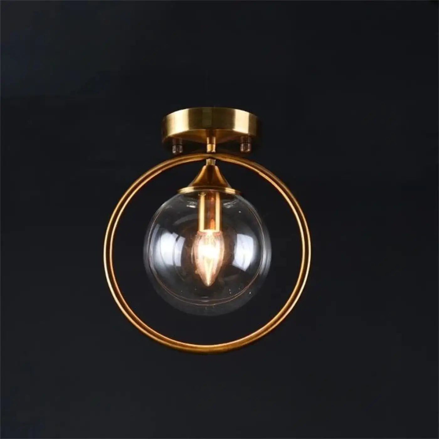 Plafonnier anneau doré boule verre chic | GIZOR