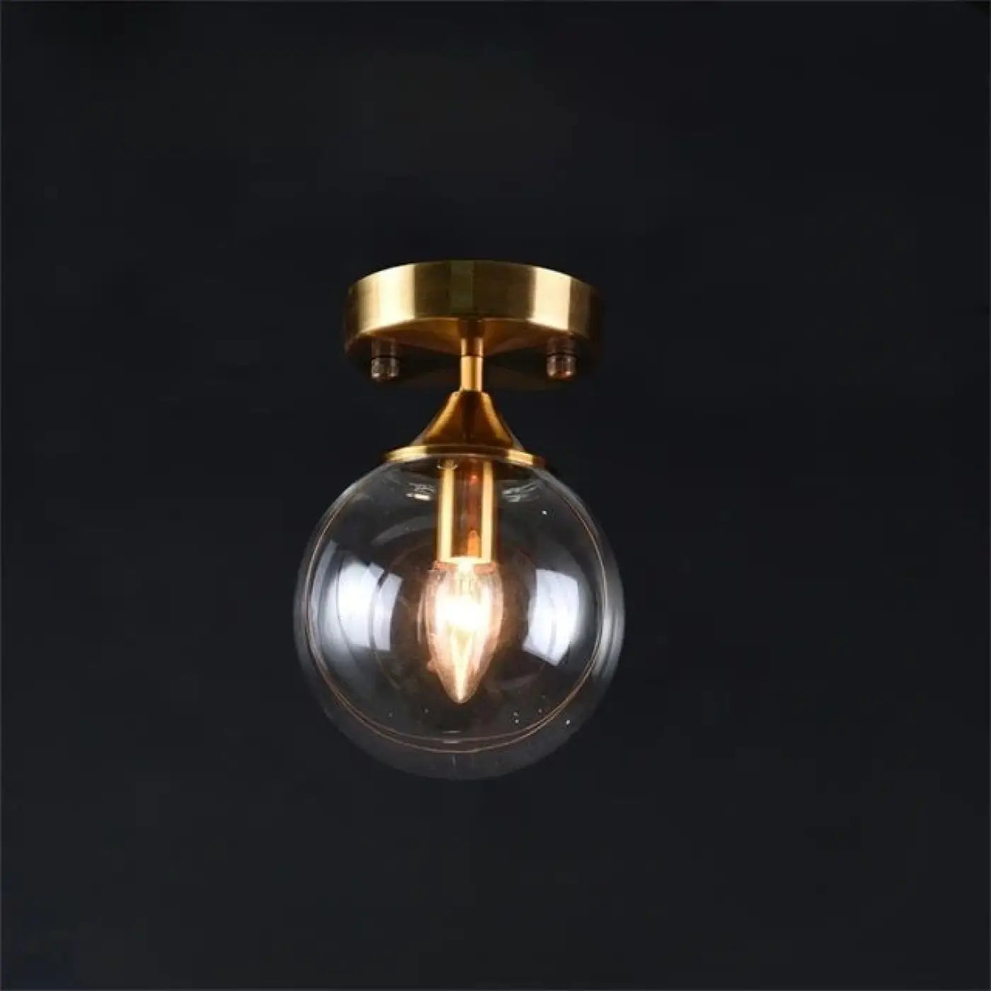 Plafonnier anneau doré boule verre chic | GIZOR