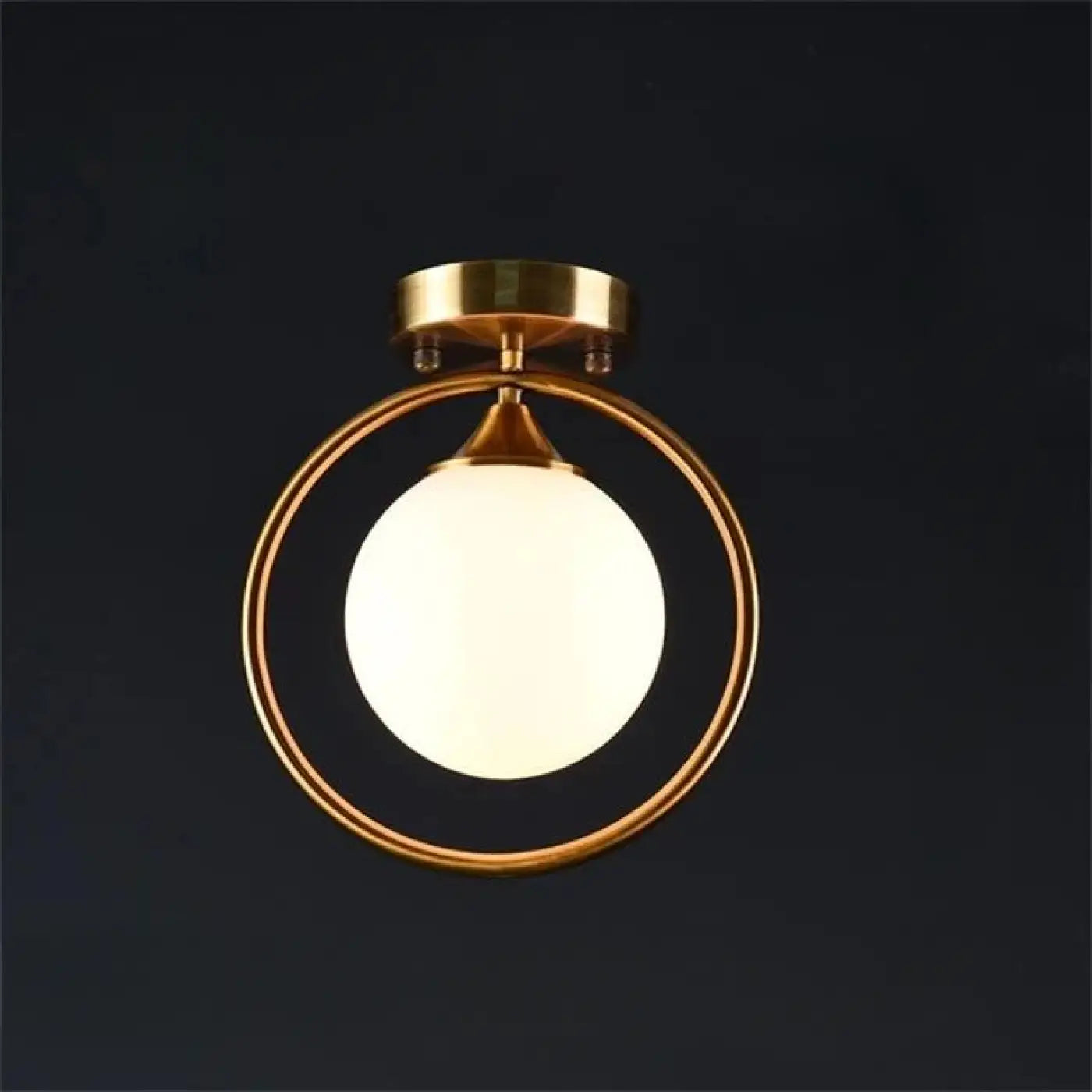 Plafonnier anneau doré boule verre chic | GIZOR