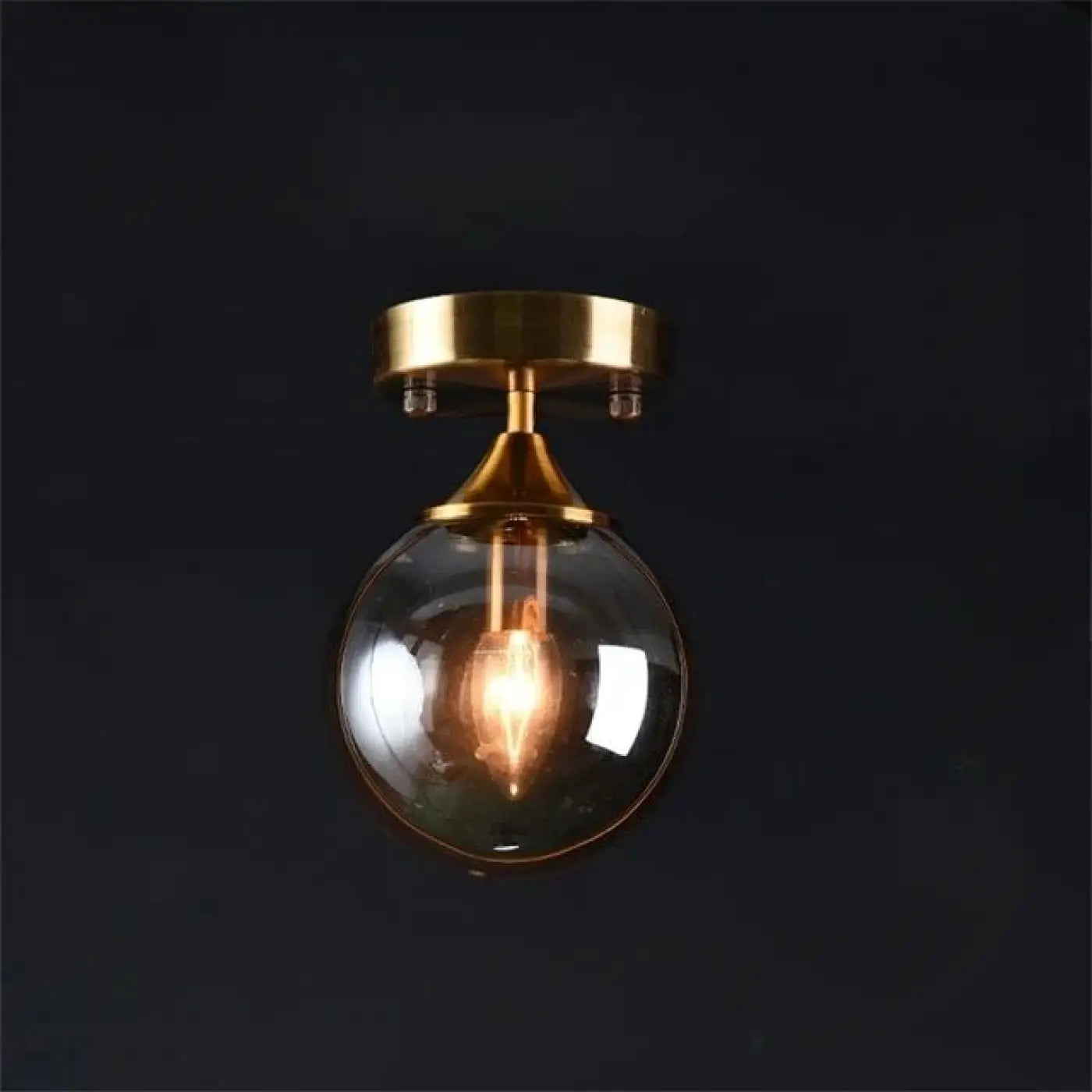 Plafonnier anneau doré boule verre chic | GIZOR