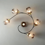 Plafonnier verre transparent 4 boules art déco | BIGE