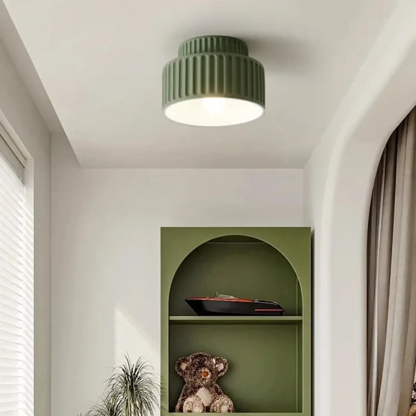 Plafonnier résine beige blanc vert scandinave | KEPAL