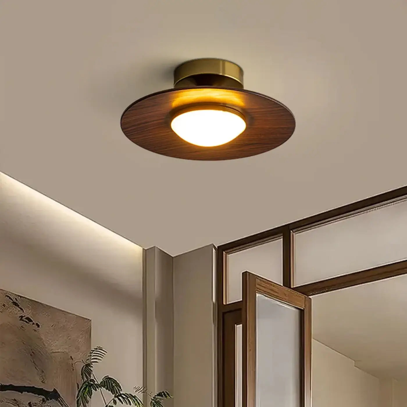 Plafonnier design marron métal acrylique | HOBIMO