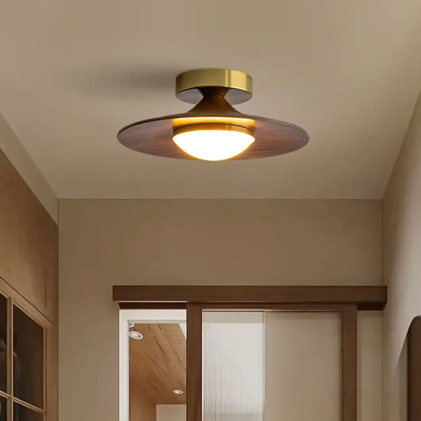 Plafonnier design marron métal acrylique | HOBIMO