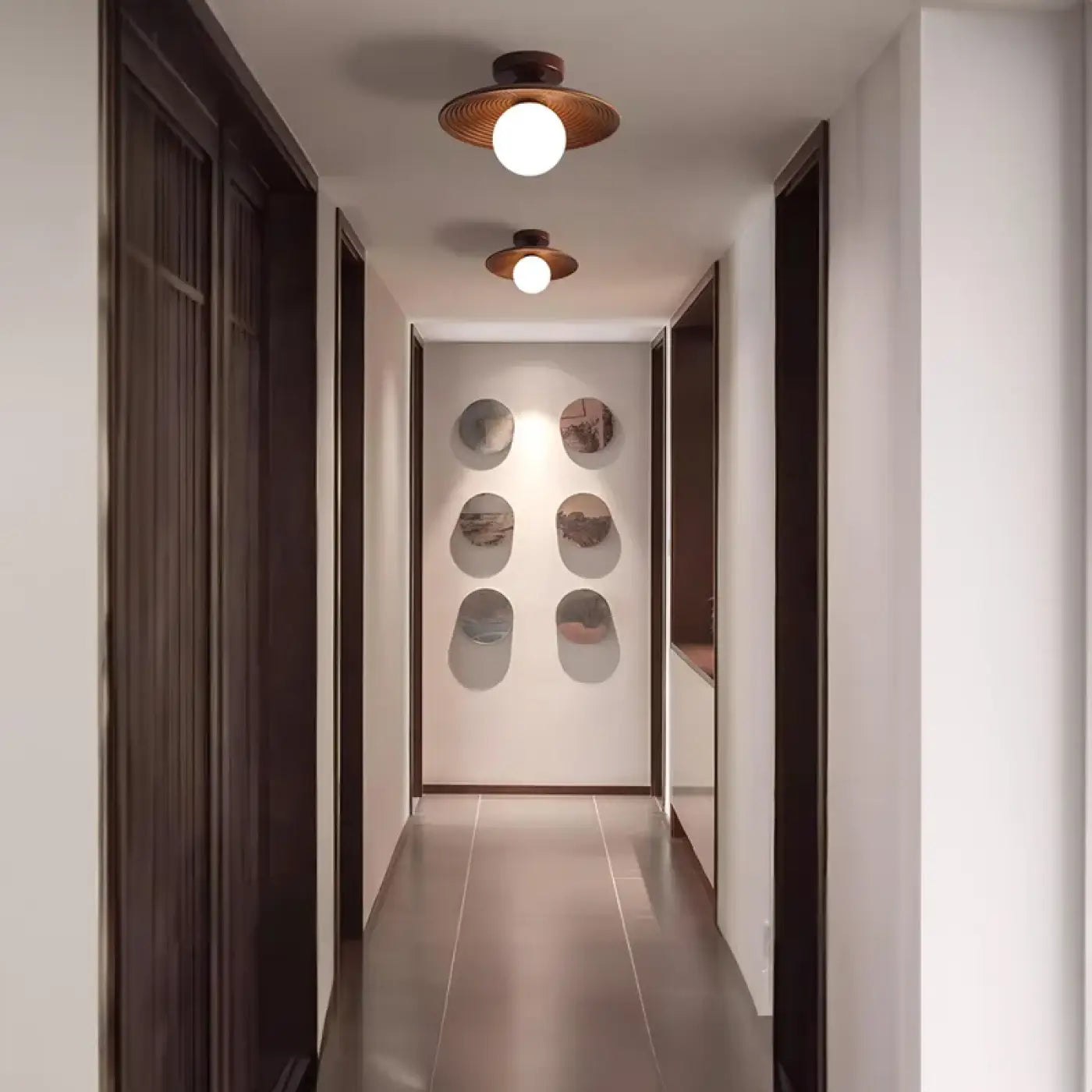 Plafonnier LED bois et verre design moderne | SEREL