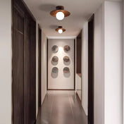 Plafonnier LED bois et verre design moderne | SEREL