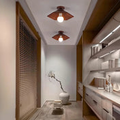 Plafonnier LED bois et verre design moderne | SEREL