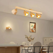 Plafonnier bois LED 4 spots moderne | ZIZORU