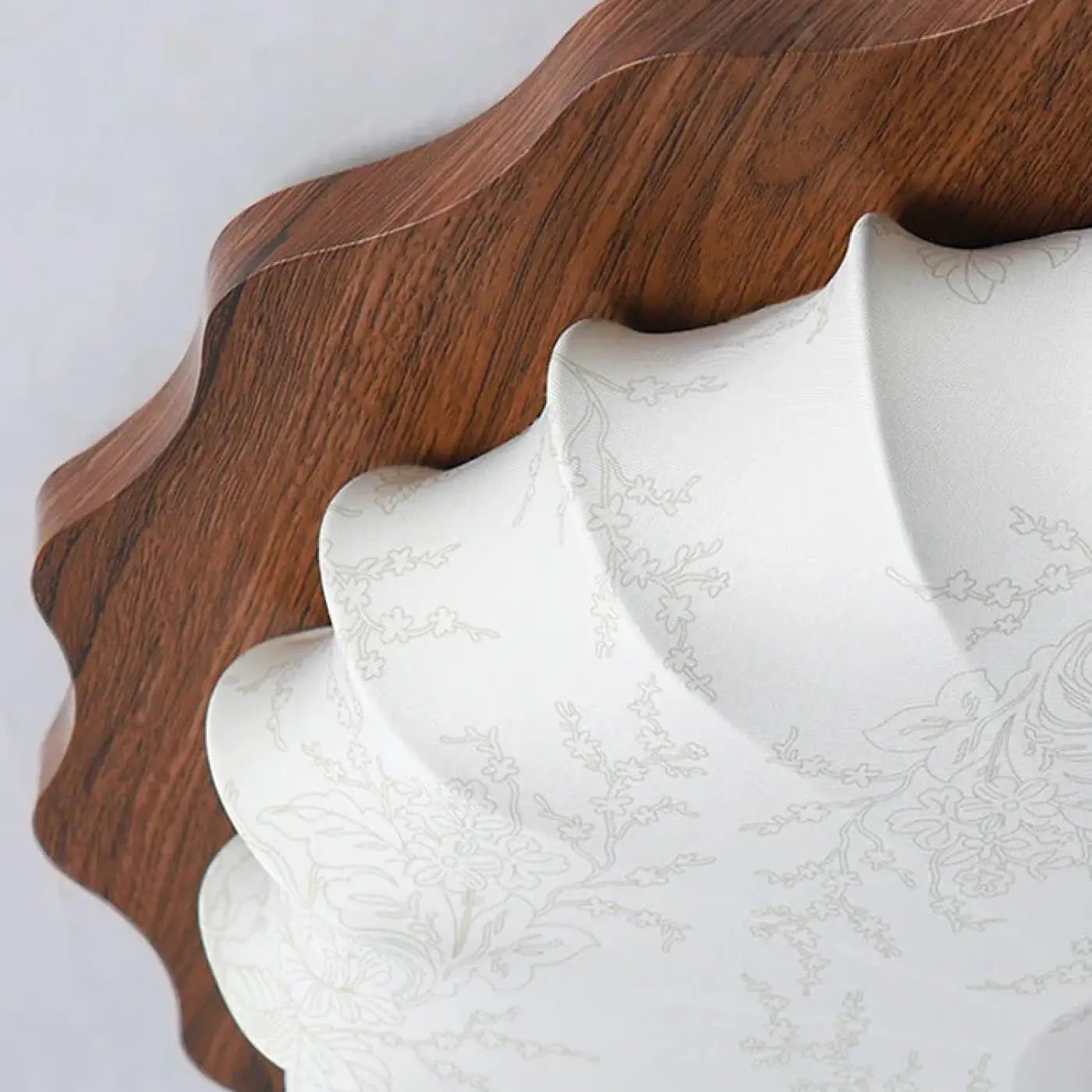 Plafonnier bois et tissu beige lanterne vintage | BUPUK