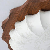 Plafonnier bois et tissu beige lanterne vintage | BUPUK
