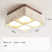 Plafonnier LED pierre et bois carré moderne | KUBU