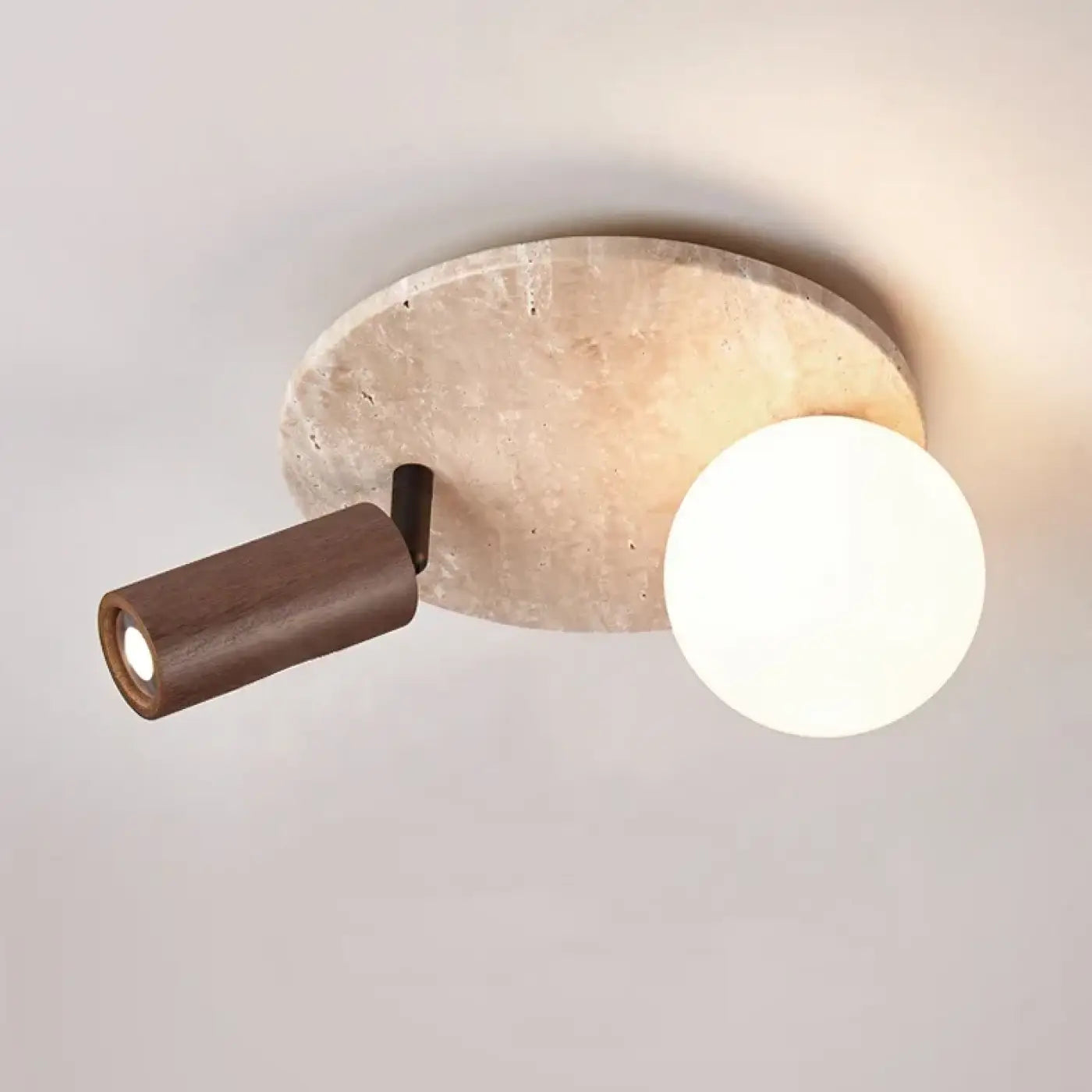 Plafonnier LED pierre et bois moderne design | NEVIFE