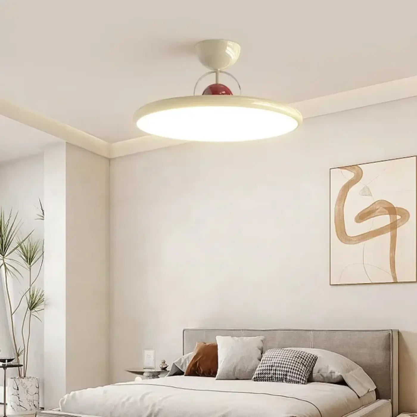 Plafonnier LED rond métal blanc et vert moderne | HUMOS