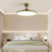 Plafonnier LED rond métal blanc et vert moderne | HUMOS