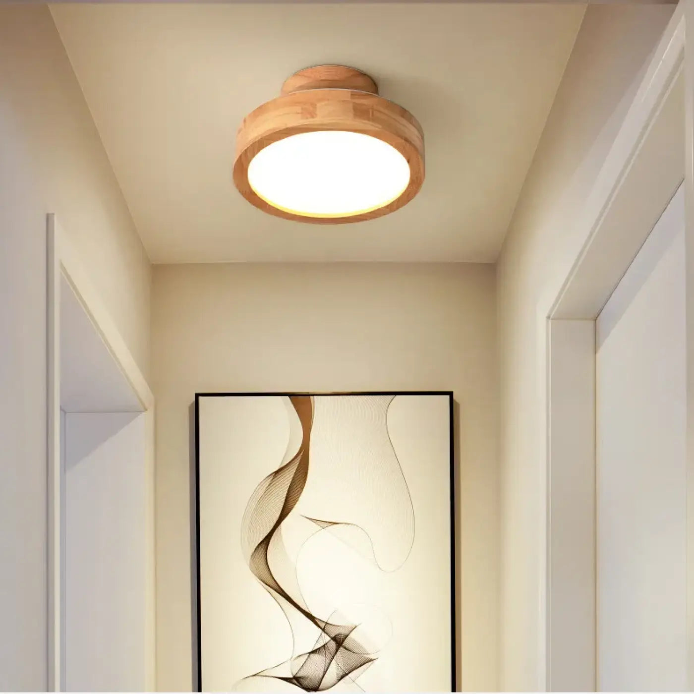 Plafonnier LED bois et acrylique beige | DADIRA