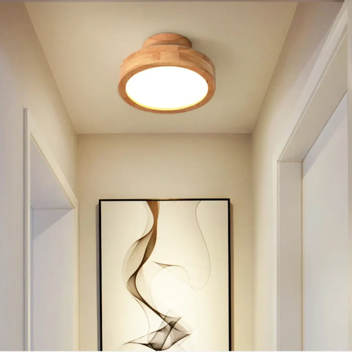 Plafonnier LED bois et acrylique beige | DADIRA