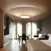 Plafonnier tissu blanc forme dôme moderne | SADI