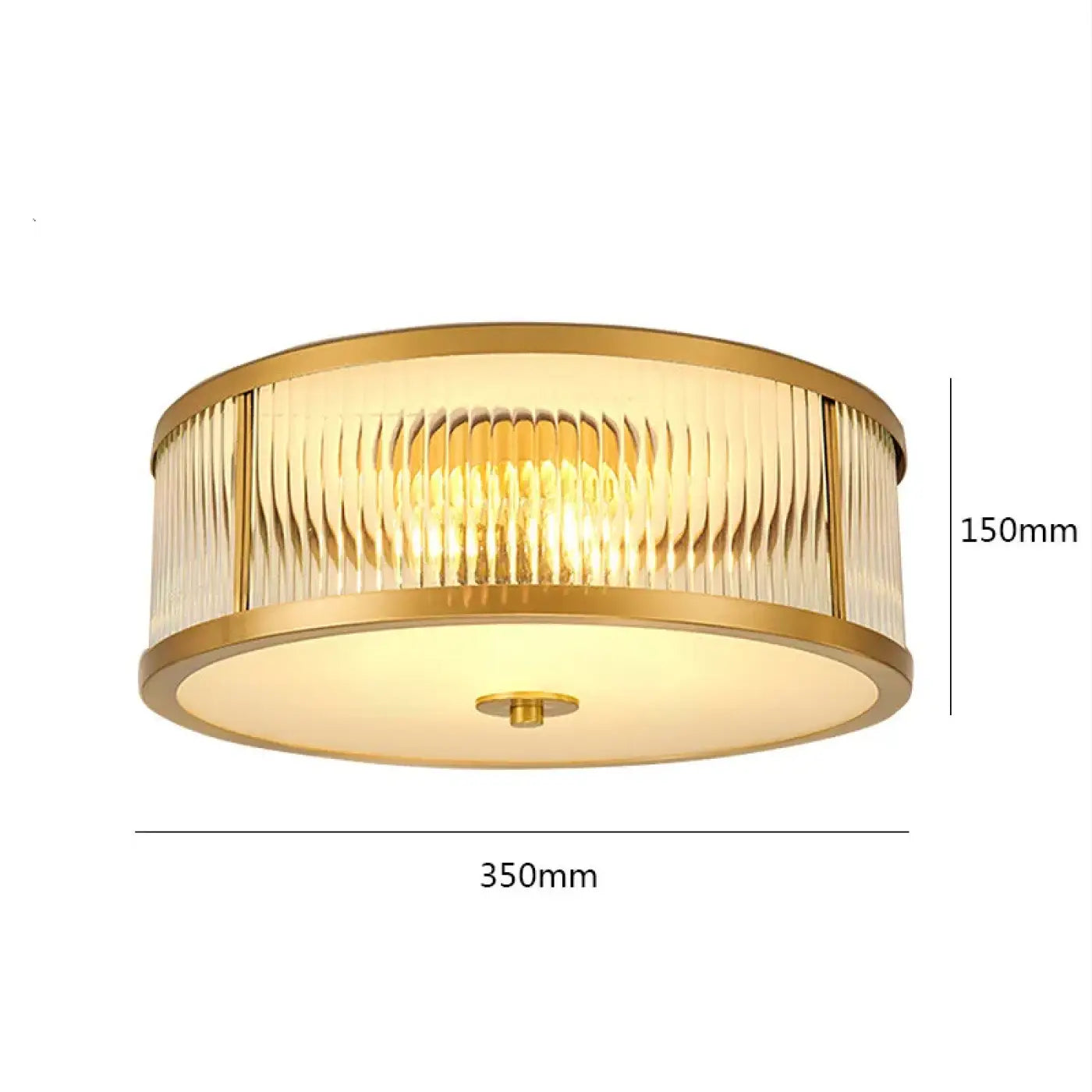 Plafonnier LED verre strié doré design | LOVEHO