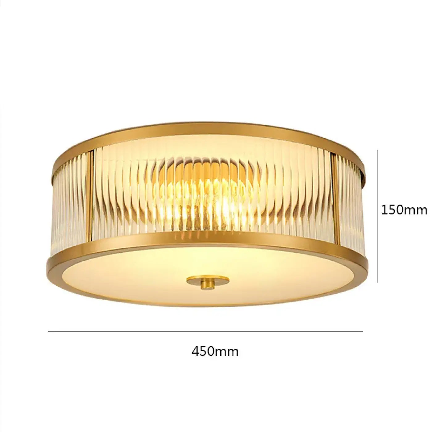 Plafonnier LED verre strié doré design | LOVEHO