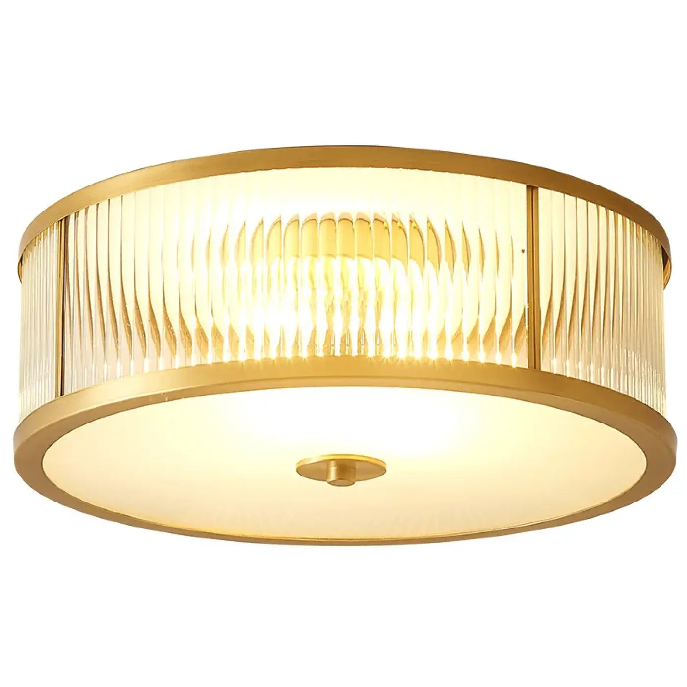 Plafonnier LED verre strié doré design | LOVEHO