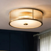 Plafonnier LED verre strié doré design | LOVEHO