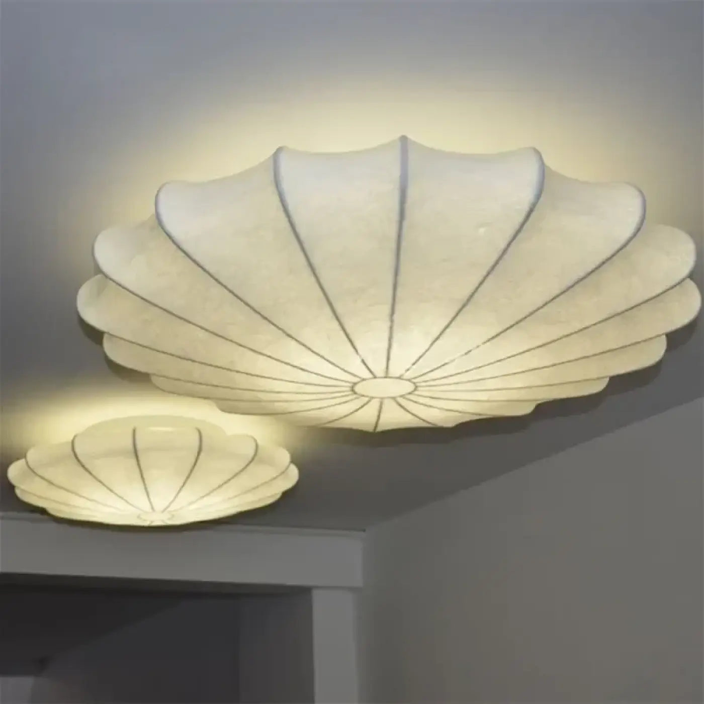 Plafonnier tissu blanc forme organique 3 lumières | SETO