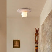 Plafonnier pierre claire et verre blanc moderne | RUPIHEL