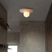 Plafonnier pierre claire et verre blanc moderne | RUPIHEL